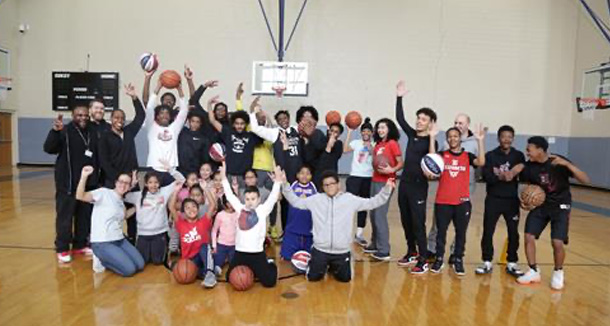 Basketball Clinic Students Celebrate their Accomplishments 